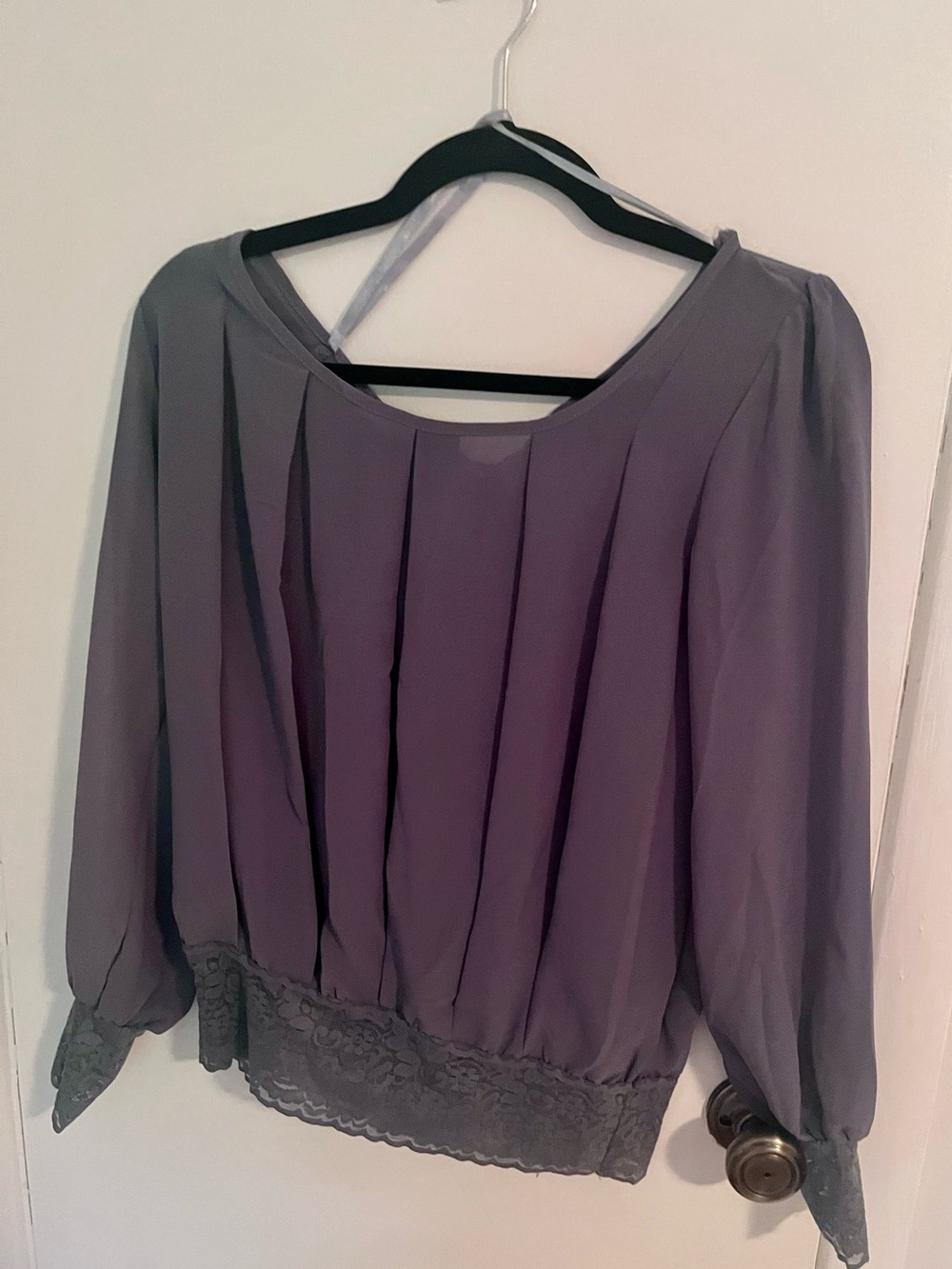 Love Stitch Semi Sheer Blouse with Lace